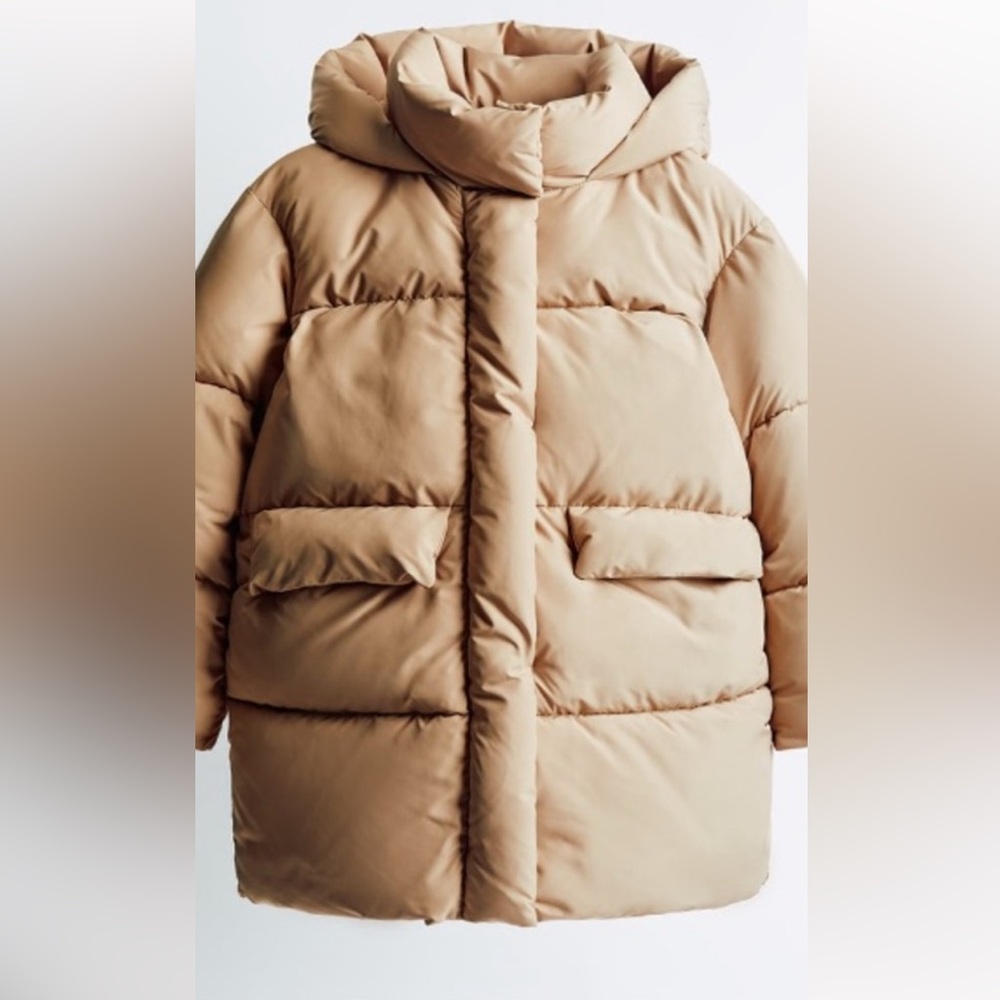 KENNETH COLE REACTION BEIGE QUILTED DUCK DOWN TWO WAY CLOSER ZIPPER & SNAPS SZ S - Picture 15 of 15